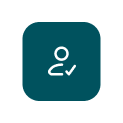 Icon of a person with a checkmark next to it